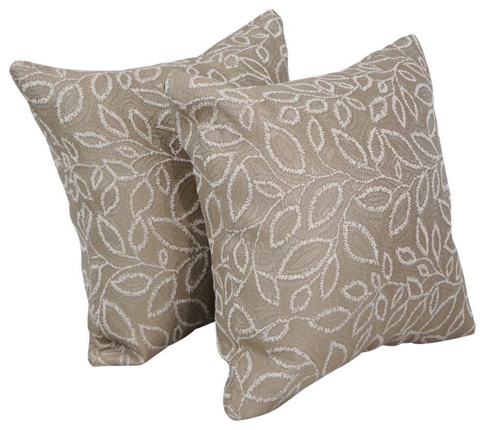 17" Jacquard Throw Pillows With Inserts, Set of 2, Florian Camel