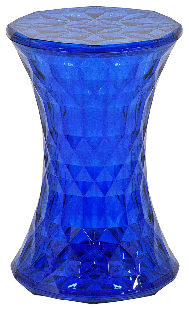 LeisureMod Modern Plastic Clio Side Table, Transparent Blue