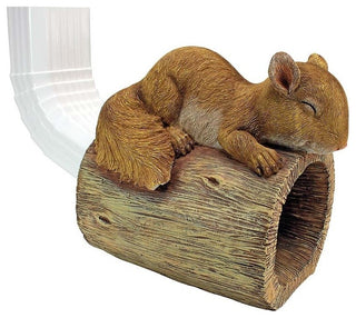 Jolly the Squirrel Gutter Guardian Downspout Statue