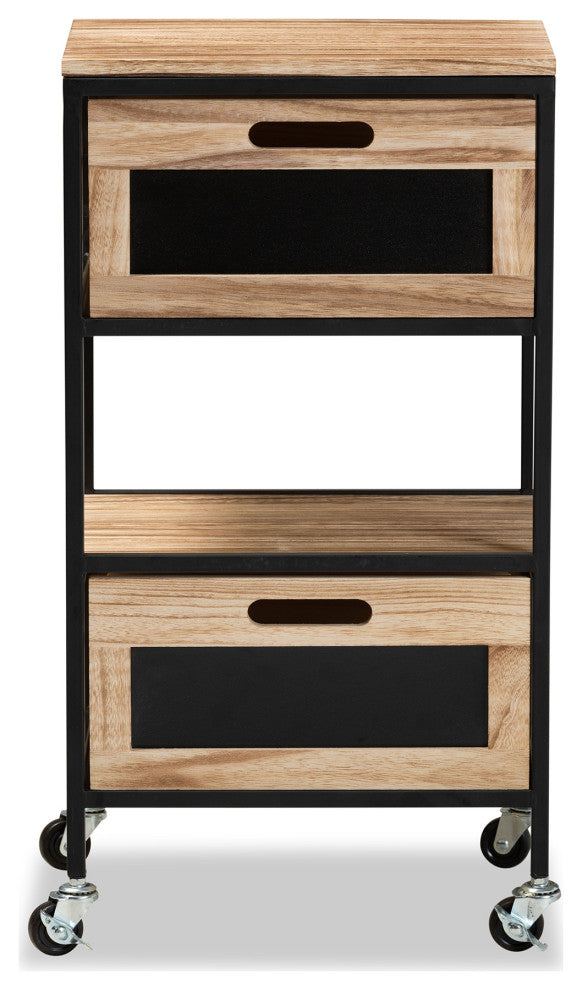 Sharma Modern Industrial Oak Brown 2-Drawer End Table