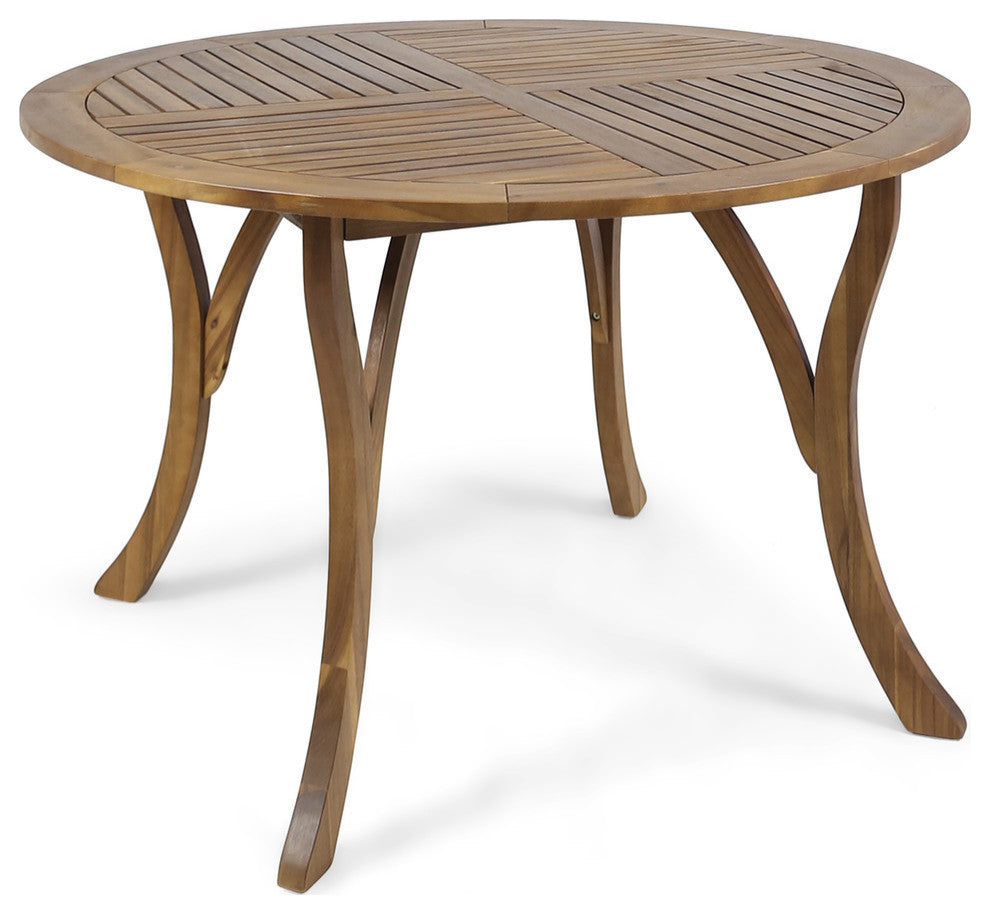 GDF Studio Adn Outdoor 47" Round Acacia Wood Dining Table, Teak