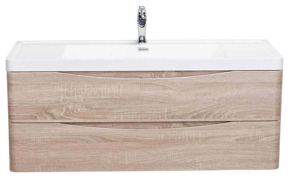Eviva Smile 48 White Oak Modern Bathroom Vanity Integrated Acrylic Single Sink
