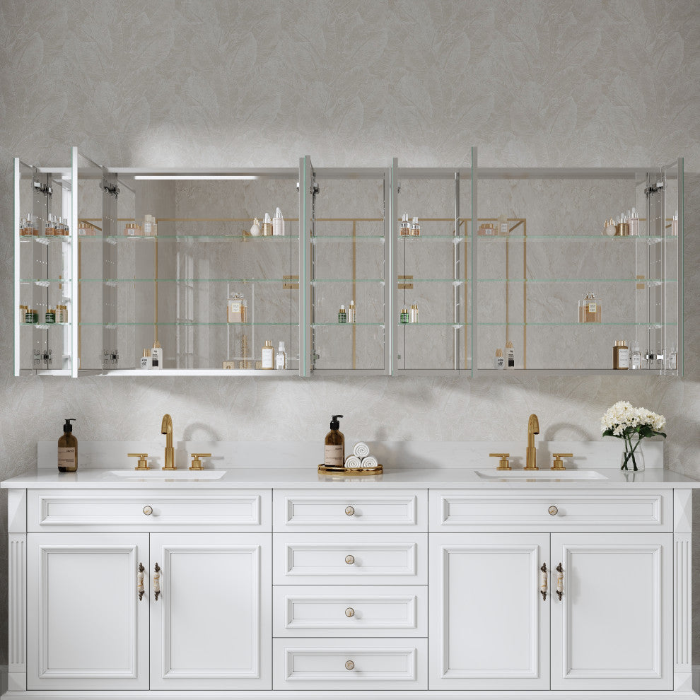 Recessed/Surface Mount Bathroom Medicine Cabinet, Reverse Installation, 92"x30"