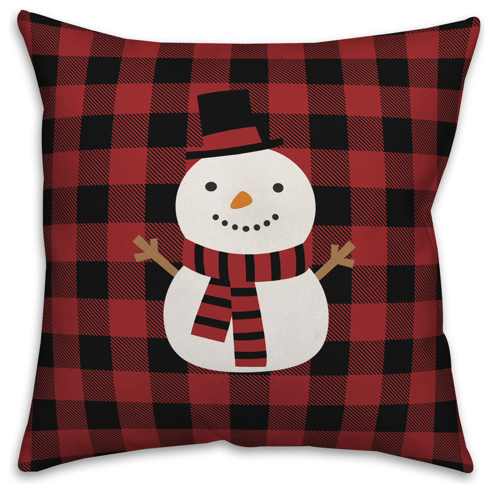 Plaid Snowman 20"x20" Throw Pillow Cover