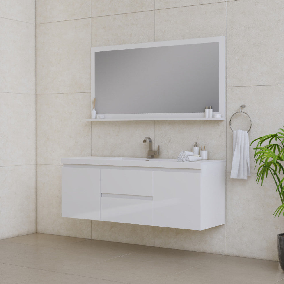 Paterno 60" Single Wall Mounted Bathroom Vanity With Sink, White