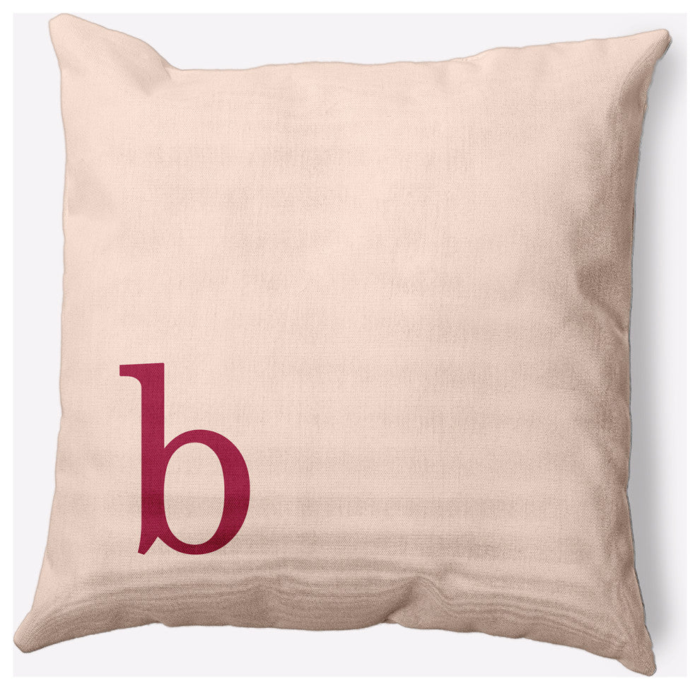 20" x 20" Modern Monogram Indoor/Outdoor Polyester Throw Pillow, Cranberry