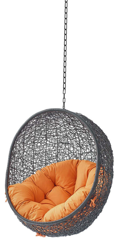 Swing Lounge Chair, Black Orange, Outdoor Patio Balcony Cafe Bistro Garden