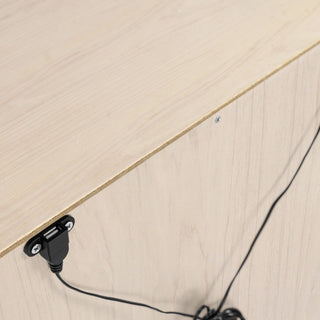 Hudson Nightstand With USB Port, White Washed Natural