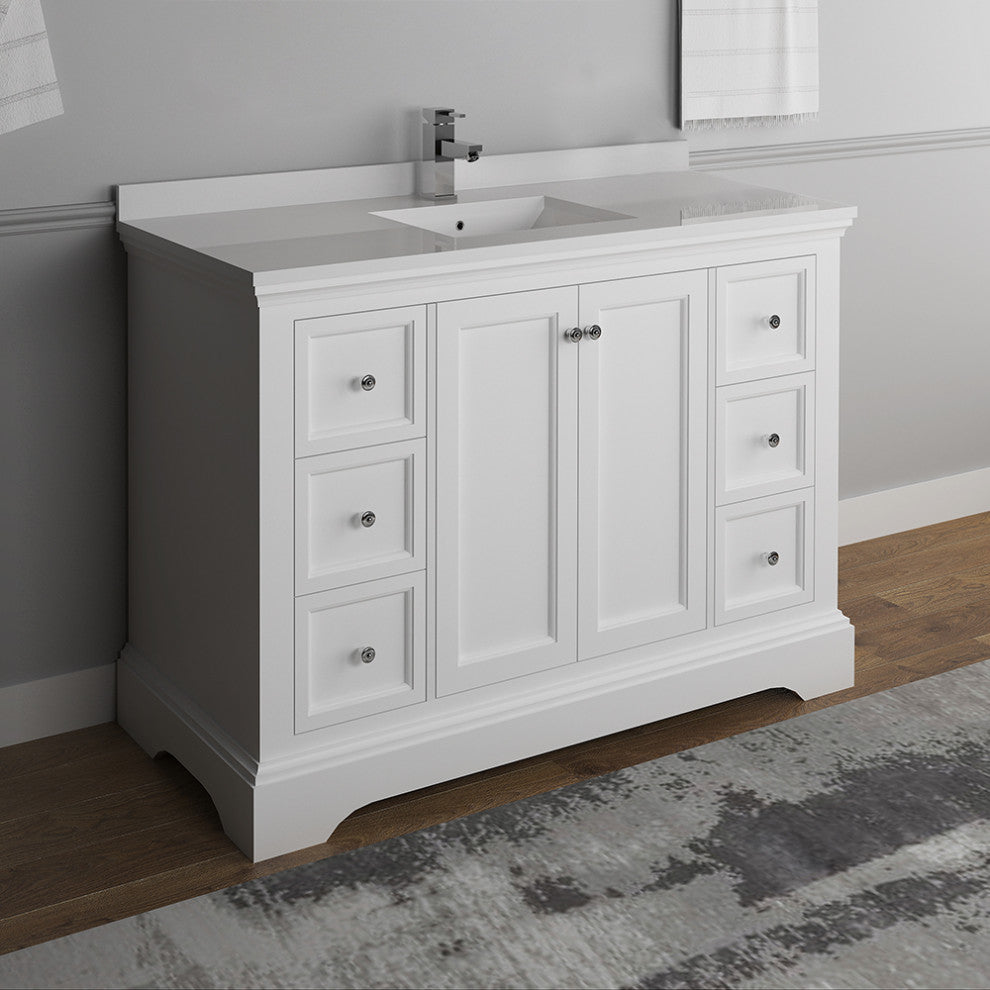 Fresca Windsor 48" Matte White Cabinet With Top and Sink