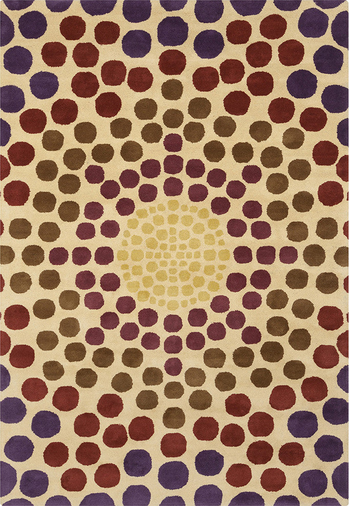 Allie Geometric Circles Contemporary Area Rug, 5''x7''6"
