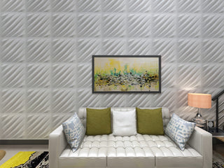 White Abstract 3D Wall Panels, Set of 10, Covers 26.9 Sq Ft