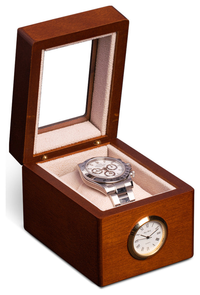 Cherry Wood Watch Box, Quartz Movement Clock