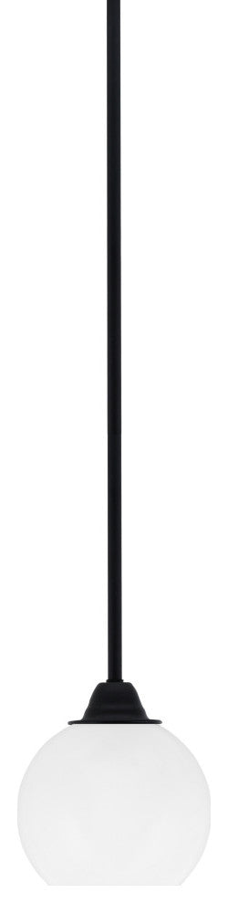 Paramount Mini Pendant, Matte Black, 5.75" White Marble Glass