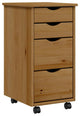 vidaXL MOSS 4-Drawer Chest with Wheels, Solid Pinewood, Honey Brown