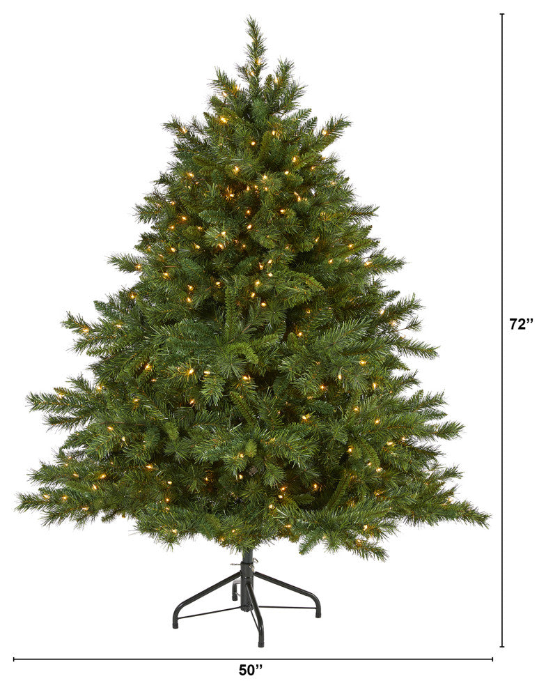 6' Wyoming Mixed Pine Faux Xmas Tree W/450 Clear Lights & 1090 Bendable Branches