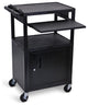 Luxor Endura Black 3-Shelf Presentation Cart With Cabinet and Pullout Shelf, 42"