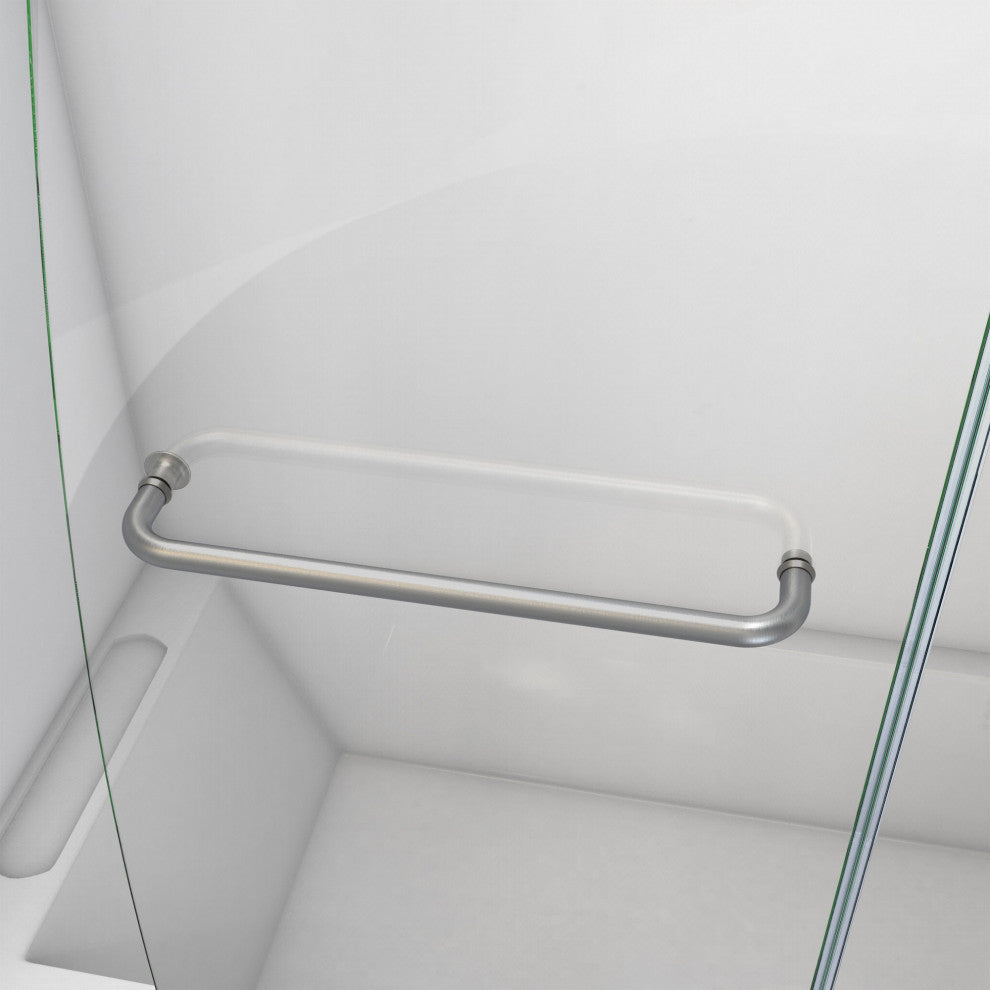 DreamLine Aqua 48" Frameless Hinged Tub Door, Clear Glass, Brushed Nickel