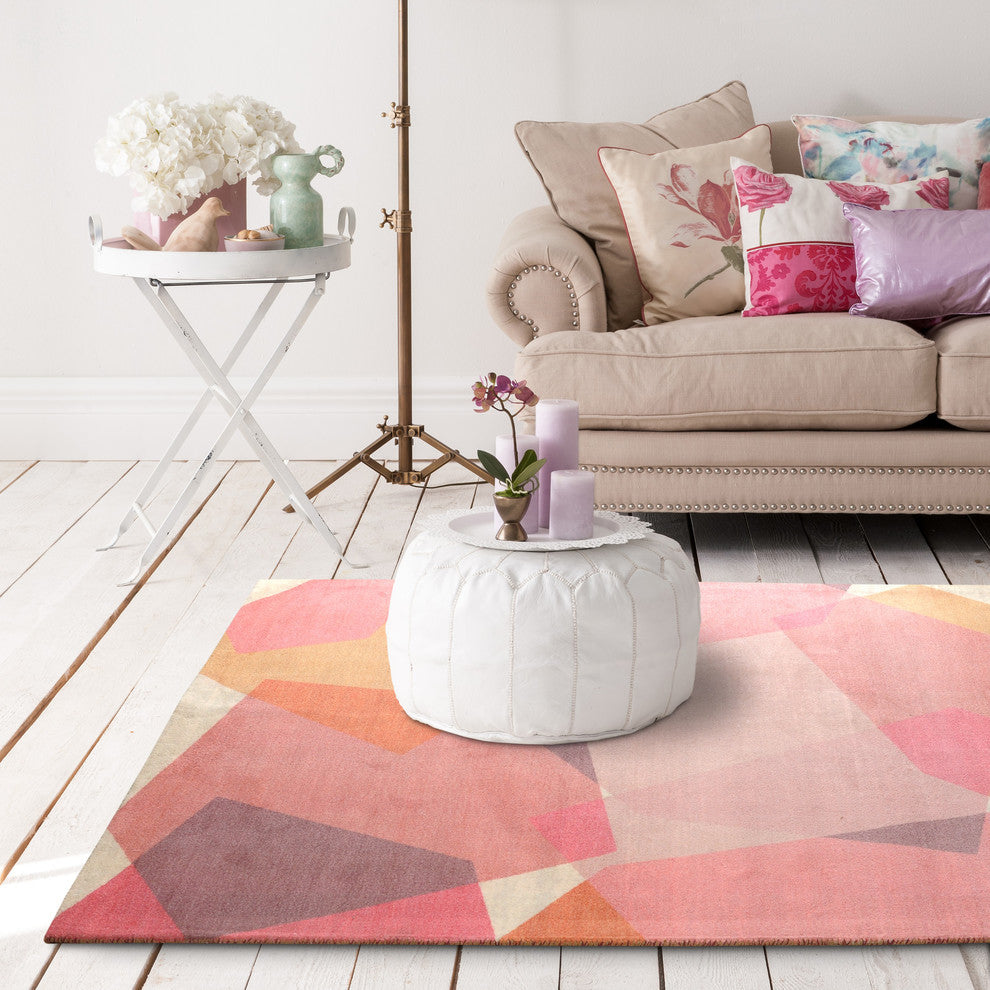 Blush Chroma Mid-Century Modern Geometric Area Rug, 5'x7'