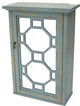 8" x 20" x 29" Blue, Single Door, Art Deco, Wooden, Mirror Cabinet