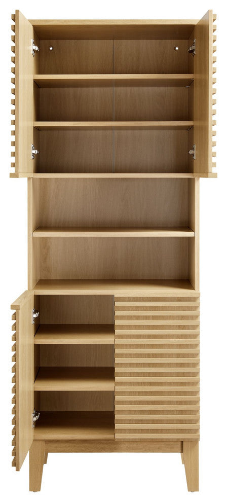 Render Tall Bathroom Storage Cabinet, Oak