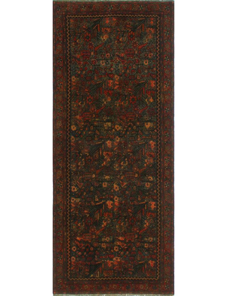 Semi Antique Camdyn Gray/Charcoal Runner, 3'9x9'0