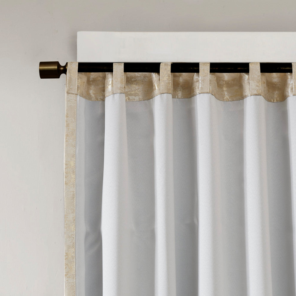 SunSmart Cassius Marble Total Blackout Window Curtain, Gold, Gold, Panel - 95"