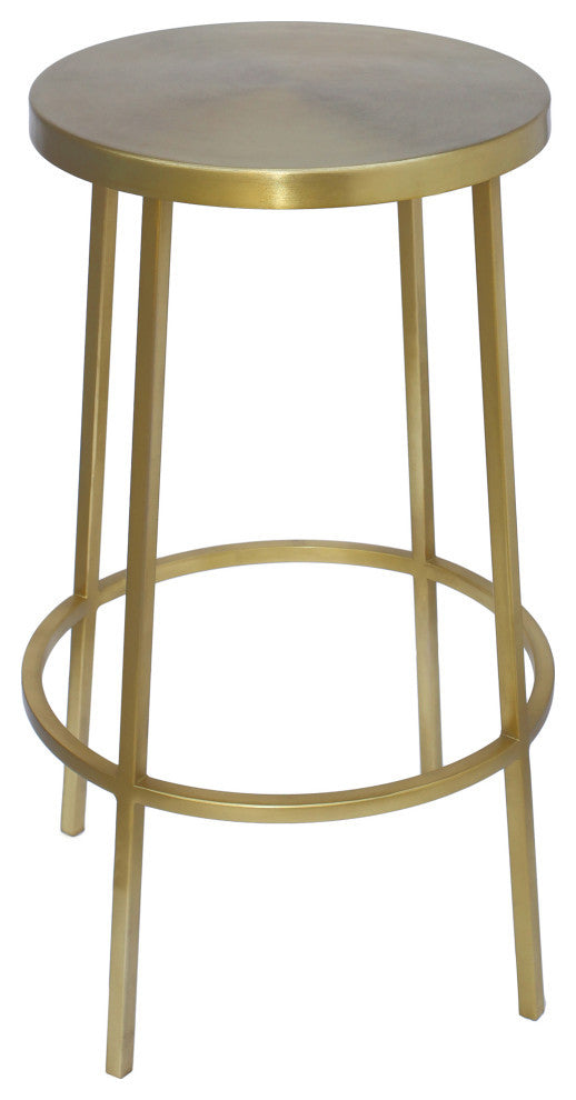 Tyson Contemporary Durable Iron Stool, Brushed Gold, Counter Height