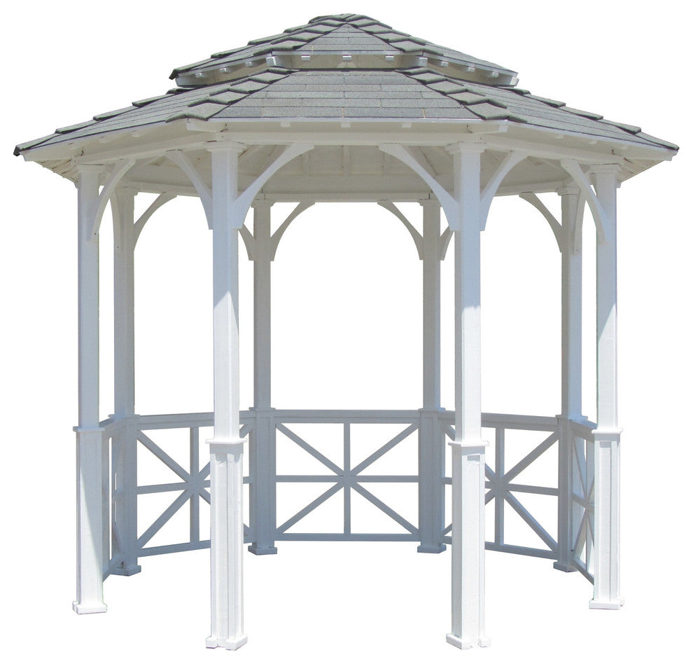 SamsGazebos 10' Octagon English Cottage Garden Gazebo, Two-Tiered Roof