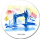 London Hand-Drawn Illustration, Cityscape Disc Metal Wall Art, 23"