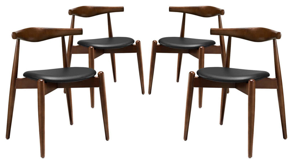 Modern Dark Walnut Black Stalwart Dining Side Chairs Set of 4