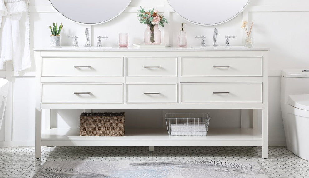 Sally 72" Double Bathroom Vanity, White