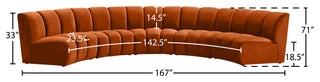 Infinity Channel Tufted Velvet Modular Chair, Cognac, 5 Piece
