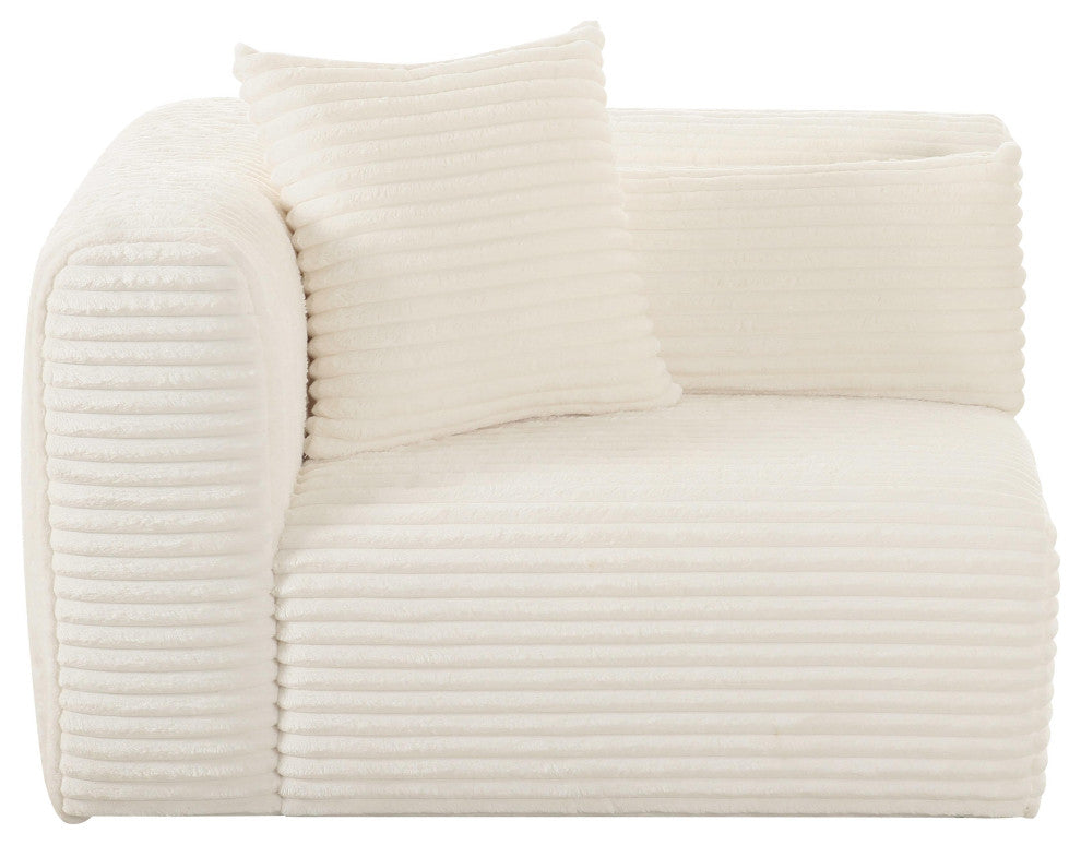 Tarra Fluffy Oversized Cream Corduroy Modular LAF Corner Chair - Cream