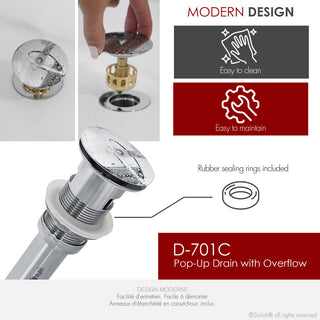 STYLISH Polished Chrome Pop-Up Bathroom Sink with Overflow Set of Two