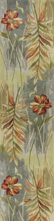 HomeRoots 10' Green Blue Hand Tufted Tropical Plants Indoor Runner Rug