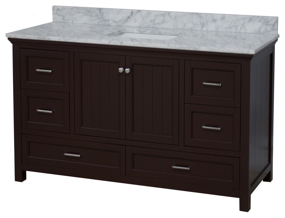 Paige 60" Bathroom Vanity, Chocolate, Carrara Marble, Single Sink