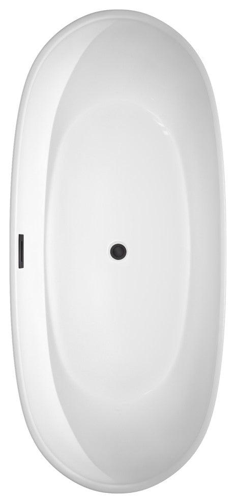 Rebecca 60 to 70" Freestanding Bathtub with options, Matte Black Trim, 70 Inch, No Faucet