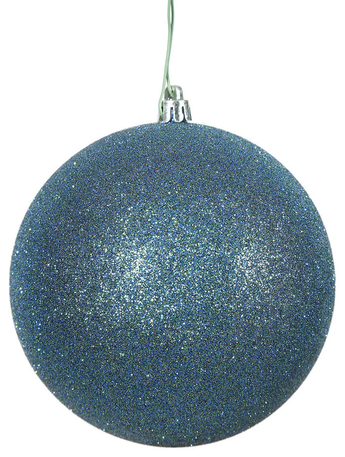 Vickerman N591262Dg 4.75" Sea Blue Glitter Ball Ornament, 4 Per Bag
