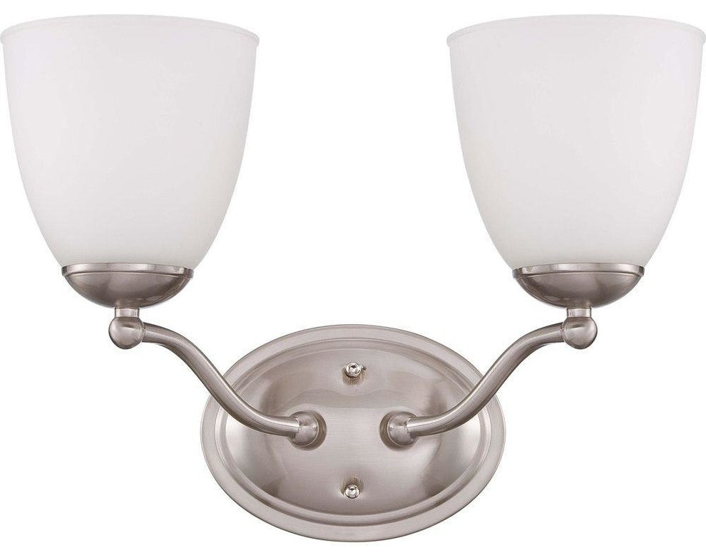 Nuvo 2-Light Patton Vanity and Wall Light Fixture, Brushed Nickel