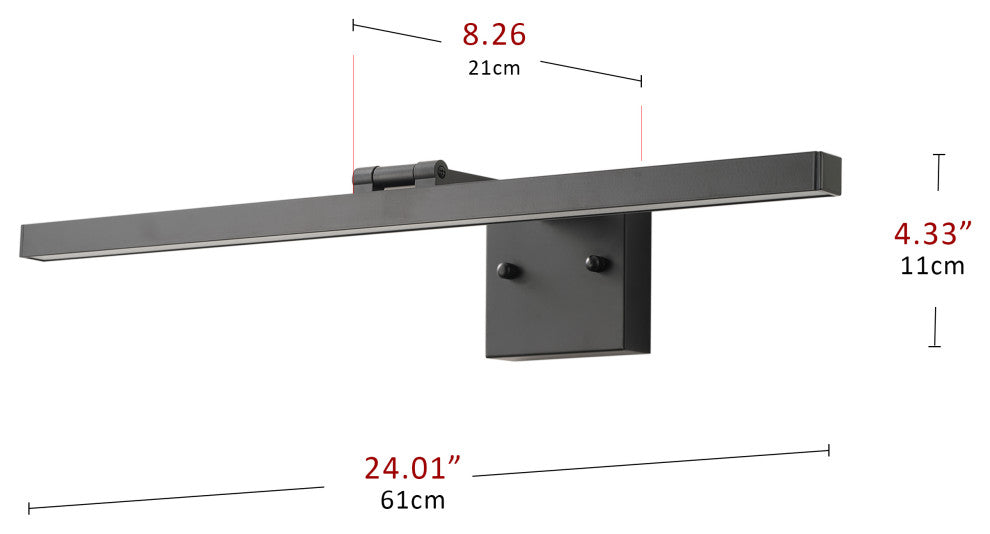 Matte Black LED Dimmable Vanity Light Over Mirror for Bathroom
