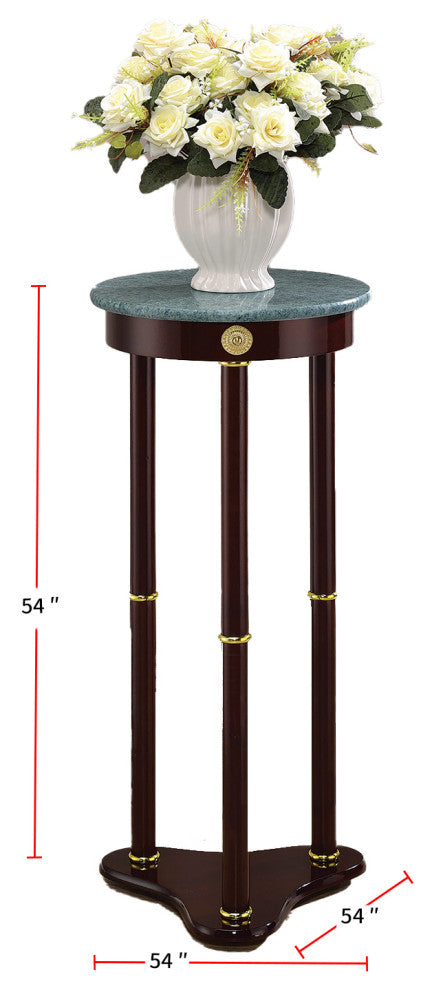 Round Marble Top Accent Table, Merlot