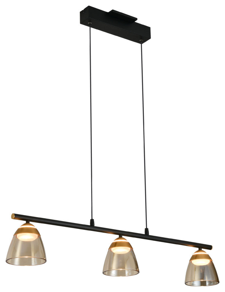 Roma 36" ETL Certified Integrated LED Height Adjustable Chandelier, Black