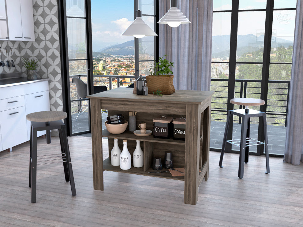 Brooklyn Kitchen Island, Dark Brown