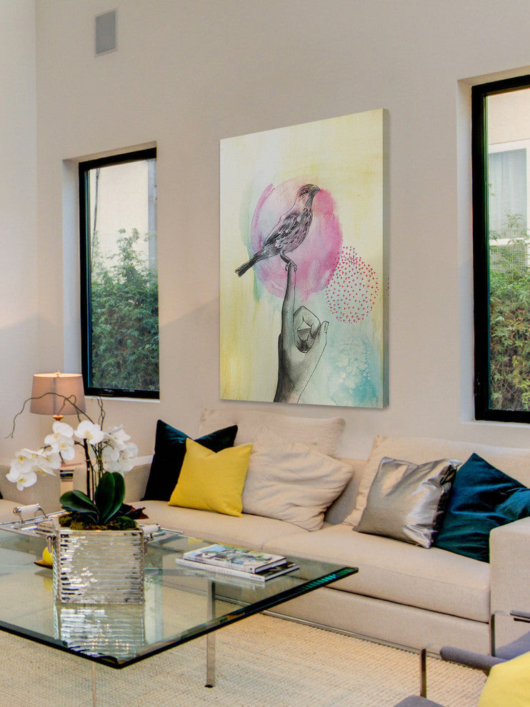 Marmont Hill, "Bird Rest" by Christine Lindstrom Print on Wrapped Canvas, 24x36