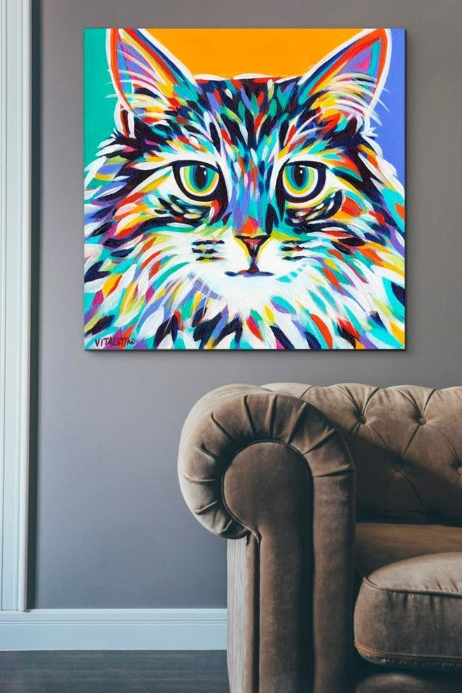 Dramatic Cats I' by Carolee Vitaletti Giclee Canvas Wall Art, 37"x37"