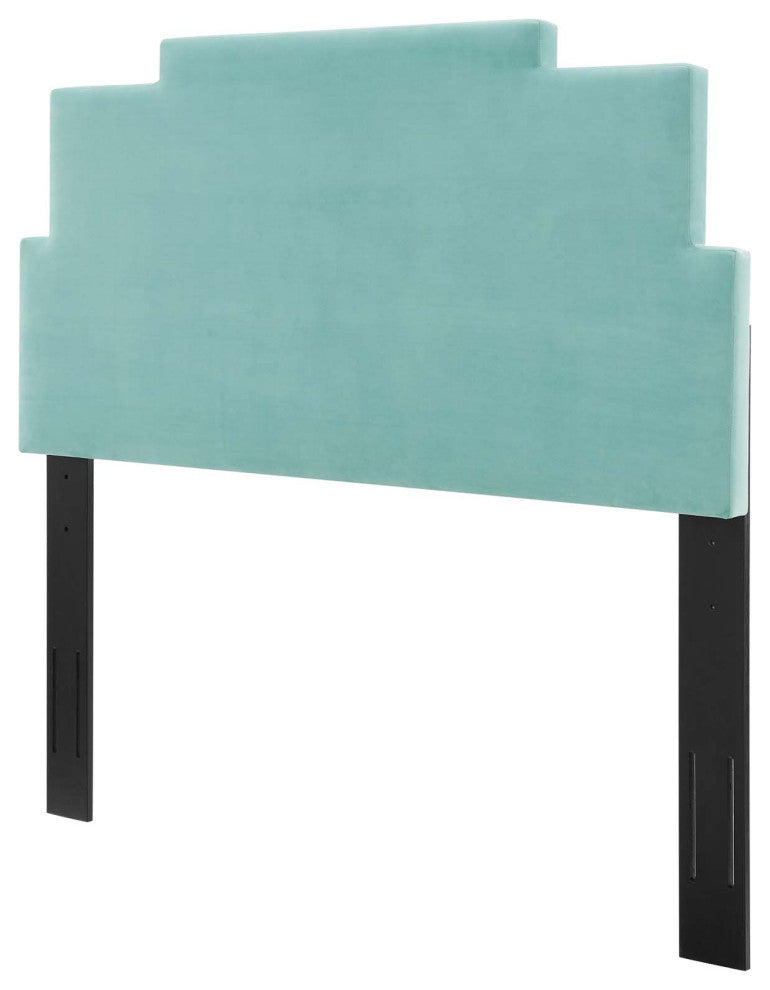 Headboard, Twin Size, Velvet, Blue, Modern Contemporary, Bedroom Master Suite