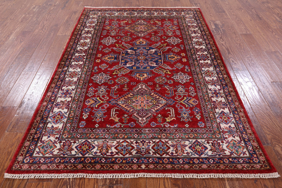 4' 10" X 6' 10" Super Kazak Handmade Wool Rug Q7695