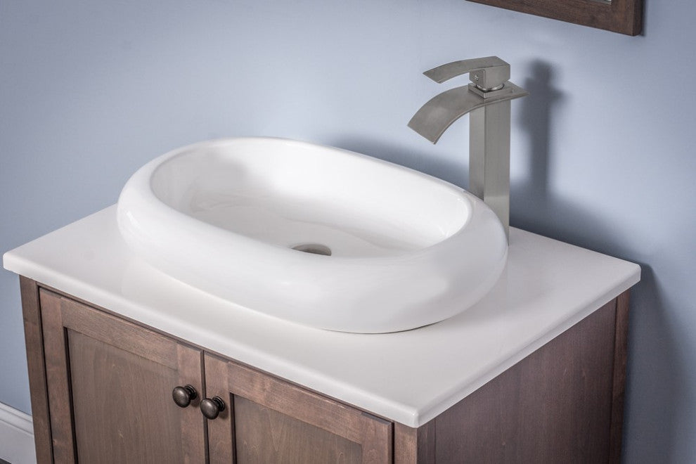 Novatto GF-136BN ECLIPSE Deck Mount Waterfall Faucet In Brushed Nickel