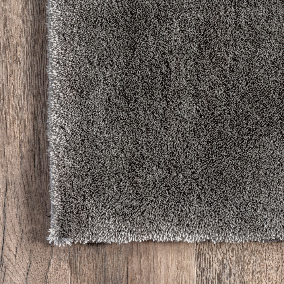 nuLOOM Loni Solid Machine Washable Shag Area Rug, Dark Grey, 2'6"x10'