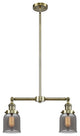 2-Light Small Bell 22" Chandelier, Antique Brass, Glass: Plated Smoked